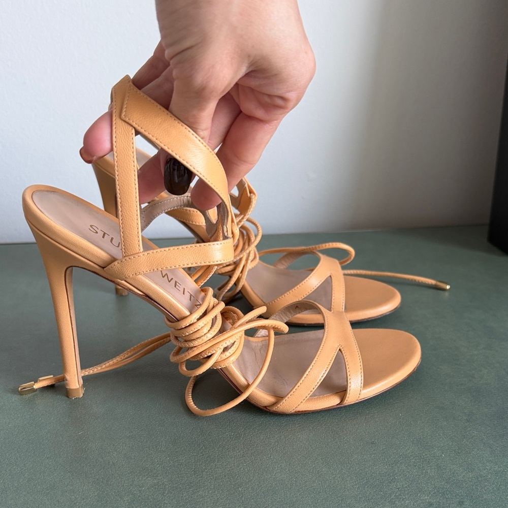 Stuart Weitzman Camel Strappy Heels